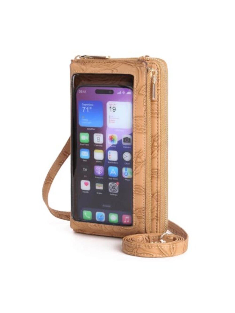 Faux Leather Crossbody Phone Purse Wallet RFID Blocking Touchscreen Wristlet
